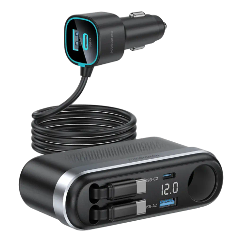 شارژر چندپورت خودرو پاورولوژی Currnex 60W – مشکی