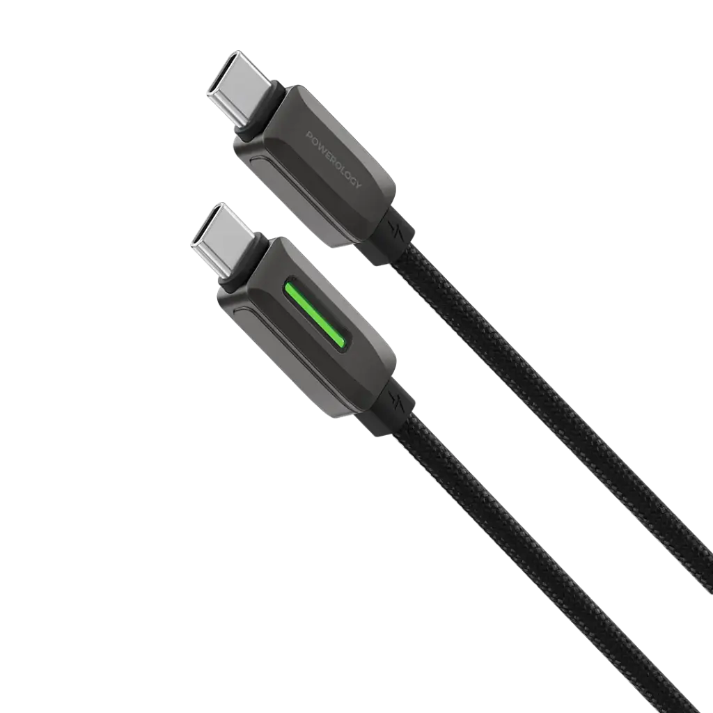 خرید کابل Powerology 60W Braided USB-C به USB-C | شارژ سریع و مقاوم