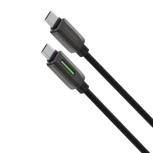 خرید کابل Powerology 60W Braided USB-C به USB-C | شارژ سریع و مقاوم
