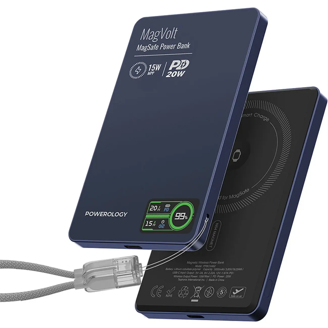 خرید پاوربانک پاورولوژی 5000mAh | شارژ سریع و بی‌سیم MagSafe