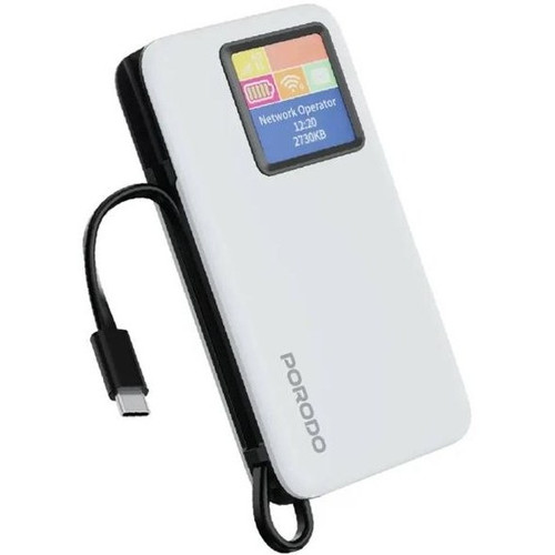 مودم جیبی Porodo 4G LTE با WiFi 6 و پاوربانک 10000 میلیآمپرساعتی