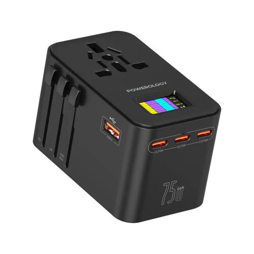شارژر یونیورسال Powerology GaN 75W | سه پورت USB-C و شارژ سریع