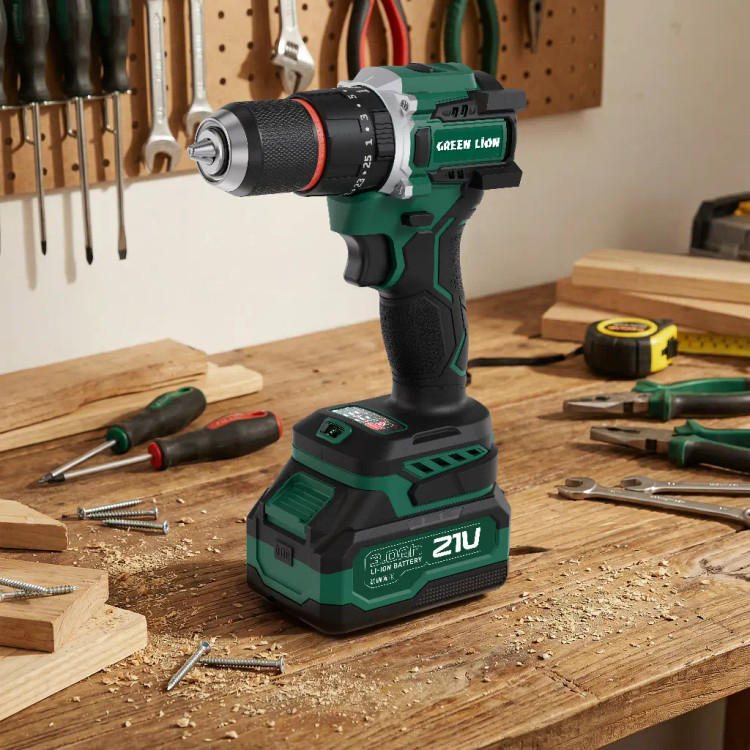 دریل چکشی شارژی Green Lion GD-16 Pro Drive با ۲ باتری ۲۱ ولت ۳ آمپرساعت – سبز