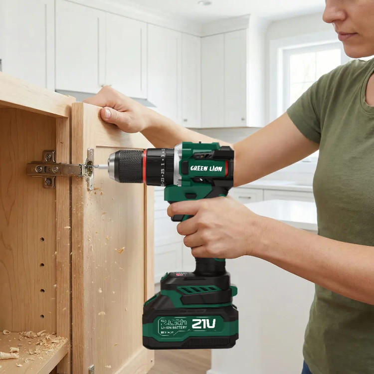 دریل چکشی شارژی Green Lion GD-16 Pro Drive با ۲ باتری ۲۱ ولت ۳ آمپرساعت – سبز