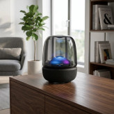 اسپیکر بلوتوثی هارمن کاردن مدل Aura Studio 5، با توان خروجی 160 وات، دارای نور RGB و سابووفر 143 میلیمتری، قابل حمل
