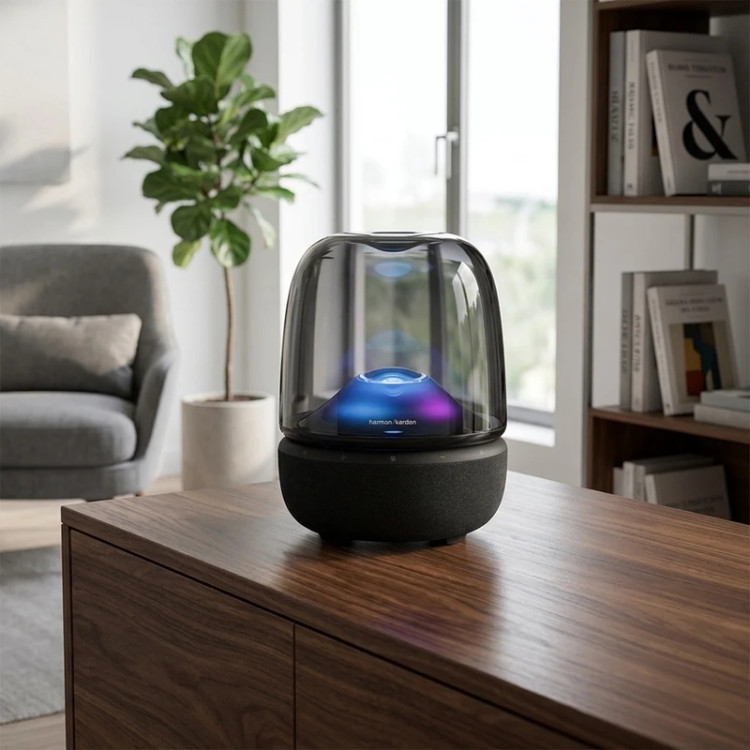 اسپیکر بلوتوثی هارمن کاردن مدل Aura Studio 5، با توان خروجی 160 وات، دارای نور RGB و سابووفر 143 میلیمتری، قابل حمل