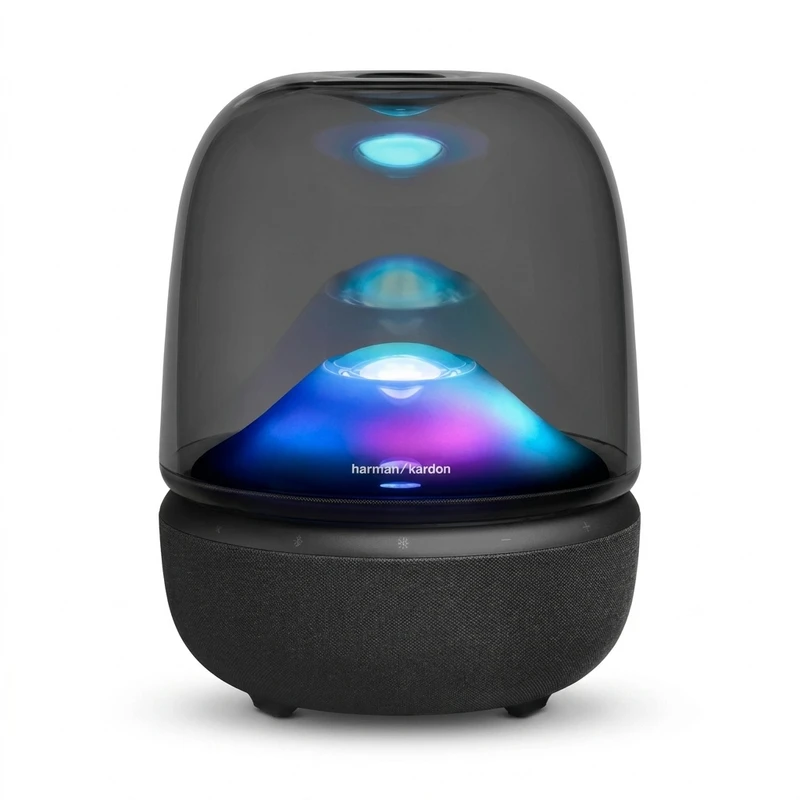 اسپیکر بلوتوثی هارمن کاردن مدل Aura Studio 5، با توان خروجی 160 وات، دارای نور RGB و ساب‌ووفر 143 میلی‌متری، قابل حمل