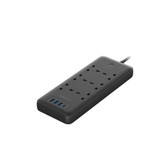 چندراهی برق Powerology 48W با 6 خروجی AC، یک USB-C و سه USB-A – مشکی
