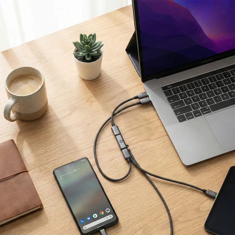 کابل شارژ دوگانه USB-C پاورولوژی Argos | طول 3 متر