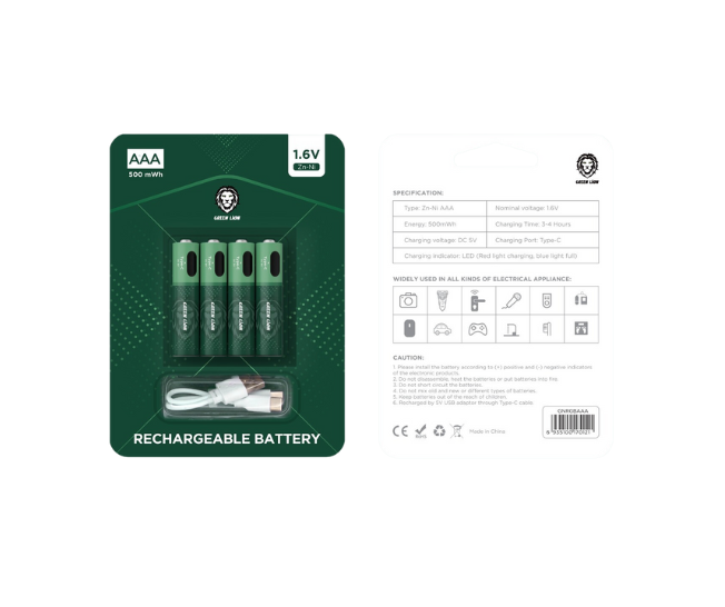 باتری شارژی AAA گرین لاین 1.6 ولت مدل Alkaline – بسته 4 عددی