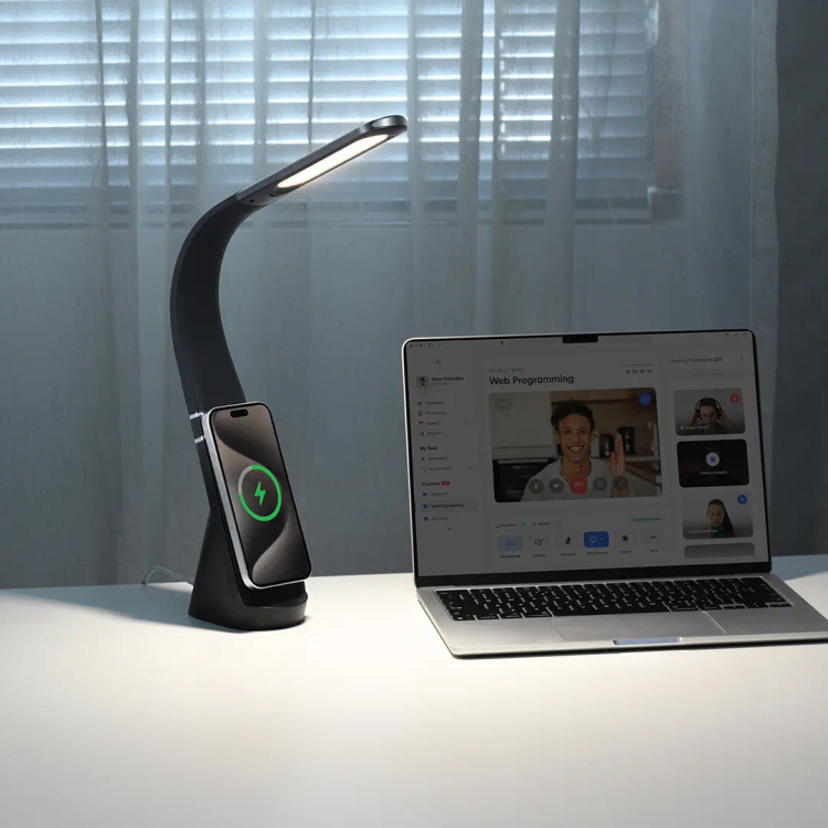 چراغ مطالعه LED گرین لاین مدل Mag LED Desk Lamp با شارژر بیسیم MagSafe – مشکی
