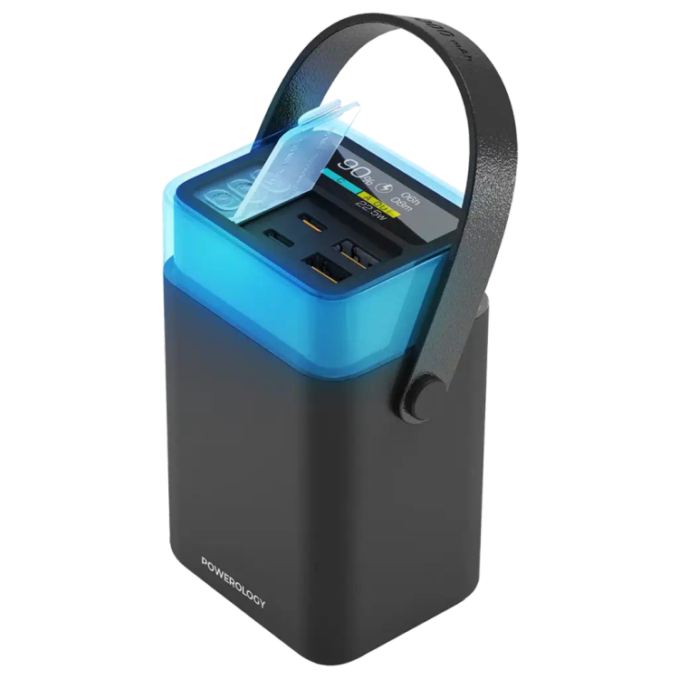 پاوربانک پرظرفیت پاورولوژی مدل Halo Beam ظرفیت 40000 میلیآمپر ساعت توان 65 وات – مشکی