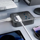 چندراهی برق پاورولوژی مدل Power Strip 3250W دارای 3 پریز و شارژ سریع USB – مشکی