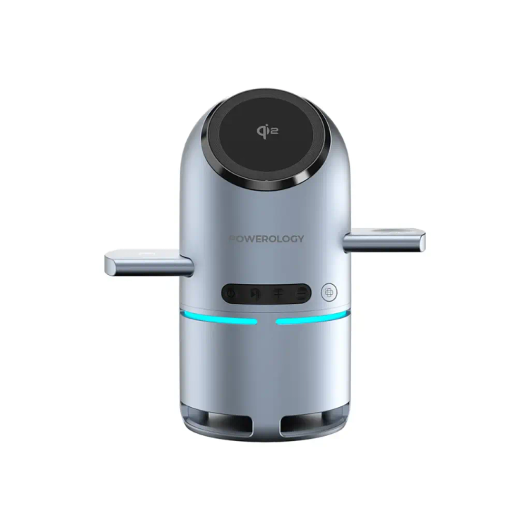 استند شارژ بیسیم و اسپیکر پاورولوژی مدل Qi2 Speaker Charge Station – طوسی