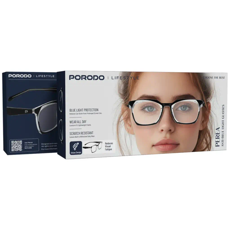 عینک ضد نور آبی پورودو لایفاستایل مدل Perea – فریم مشکی