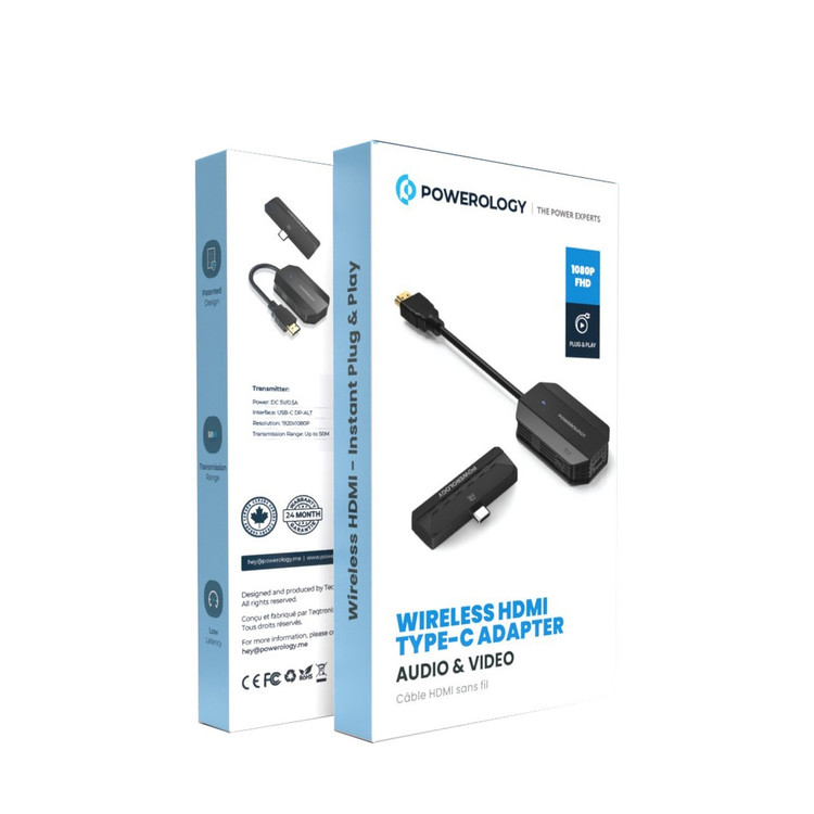 مبدل بیسیم HDMI به Type-C پاورولوژی | انتقال تصویر و صدا تا 50 متر